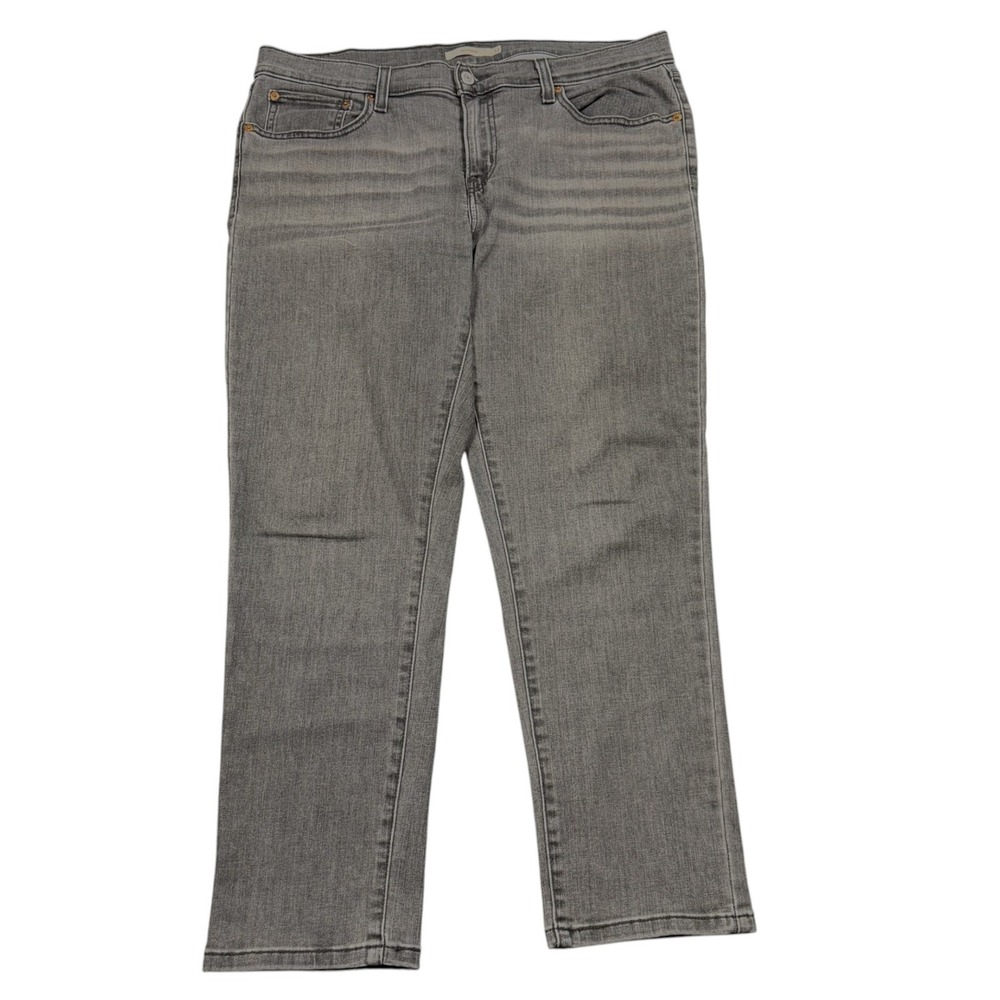Levi's Boyfriend Jeans Womens Grey Mid Rise Crop Relaxed Stretch Denim Edgy 32